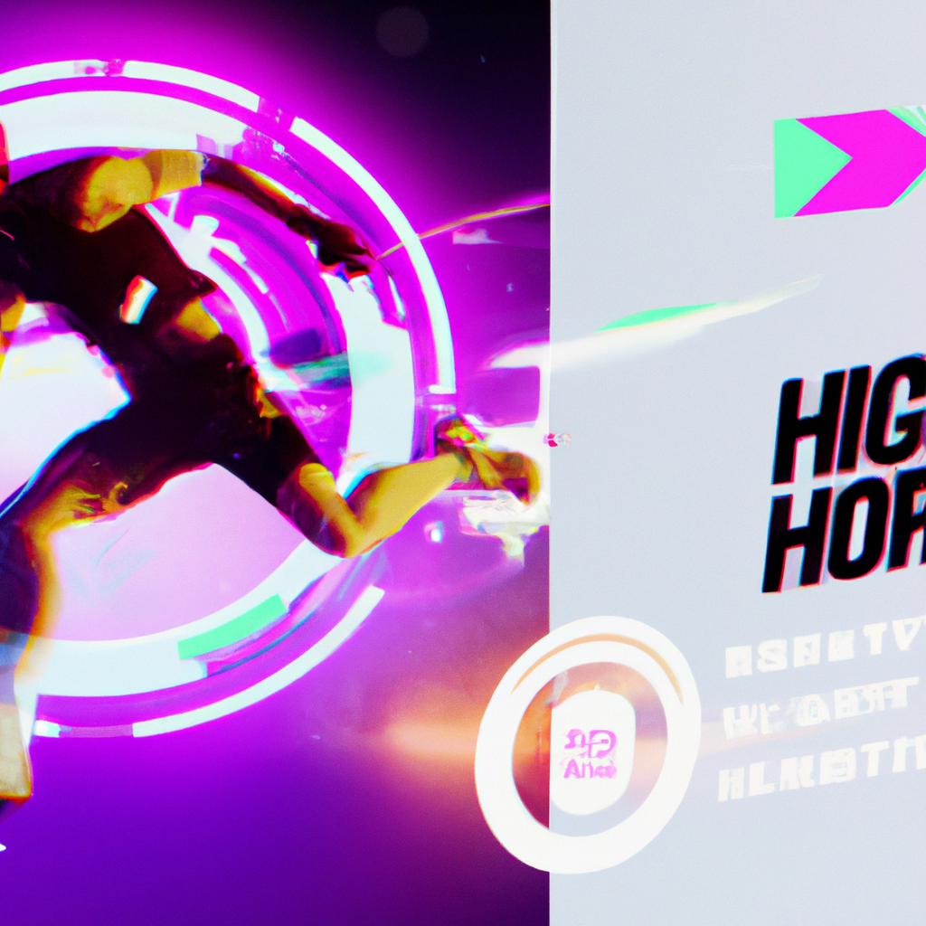 Athlete mid-jump with dynamic HUD overlay